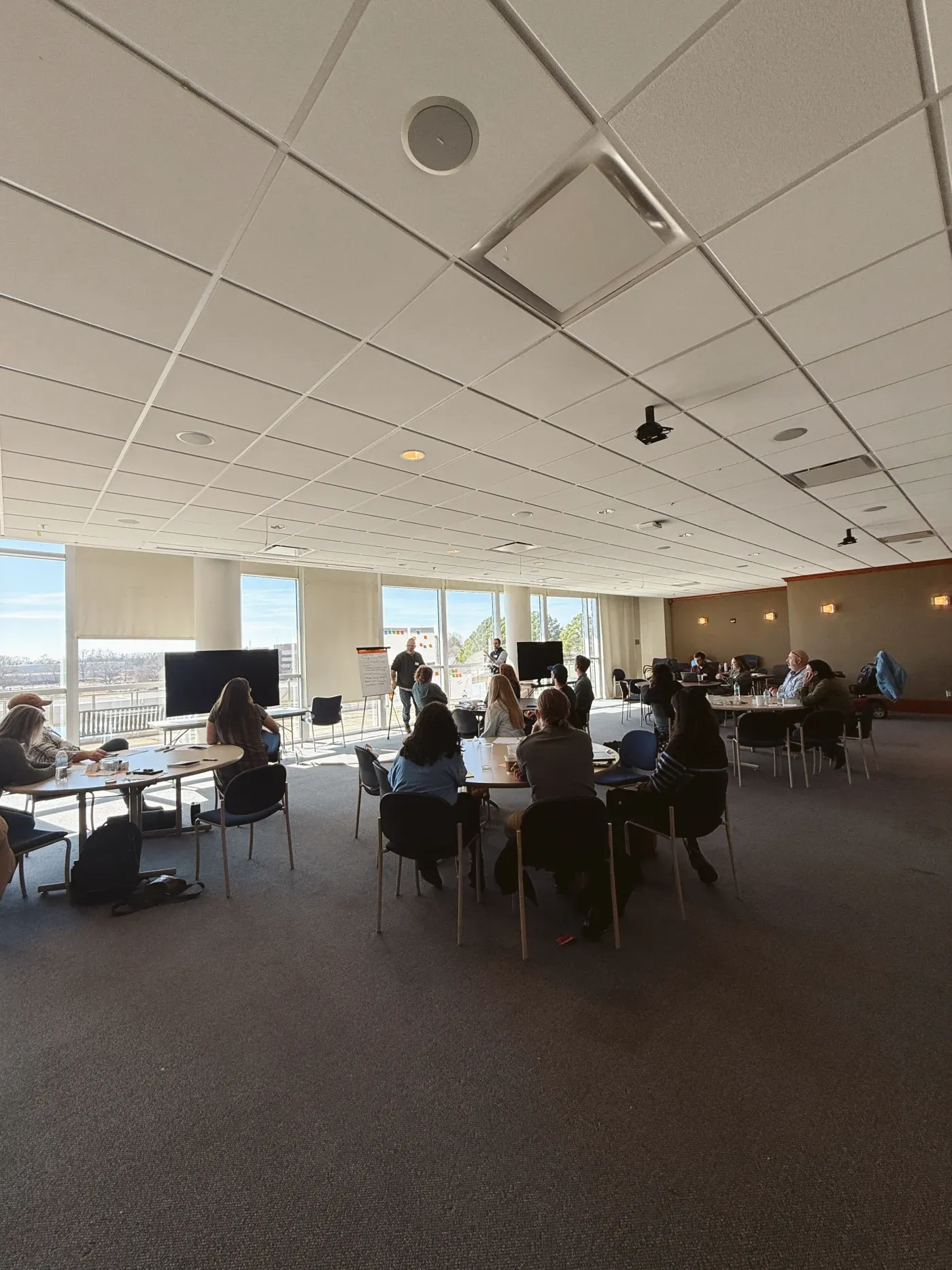 A classroom gathering for a local agrifood systems convening.