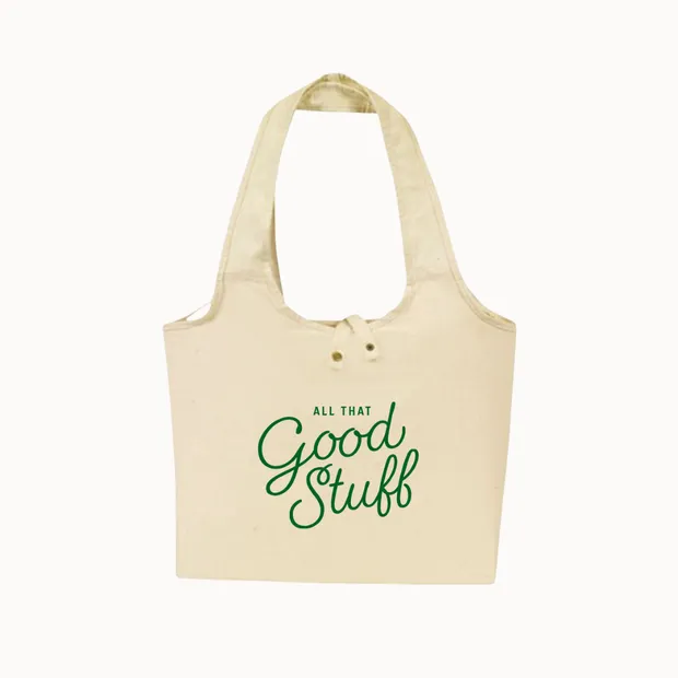Cream Good Stuff Food Hub cotton tote bag